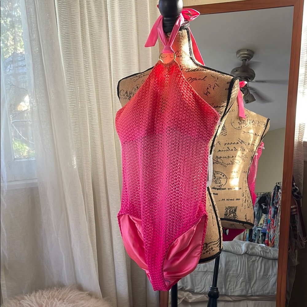 Trina Turk Pink Halter Neck Swimsuit